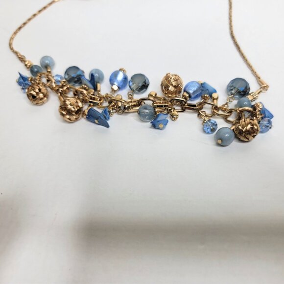 Vintage Blue Bead Gold Tone 23 in Necklace - VTG - Picture 5 of 7